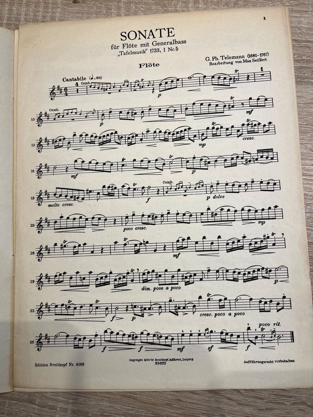 Libri: Notenheft G. PH. Telemann – Usato da Muttenz venduto da Bhuebi 1