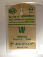Ausweis Fahrerlager Nürburgring 1978