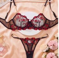 Unterwäsche-Set:BH-String-Tanga-Spitzen-Unterwäsche Grösse M