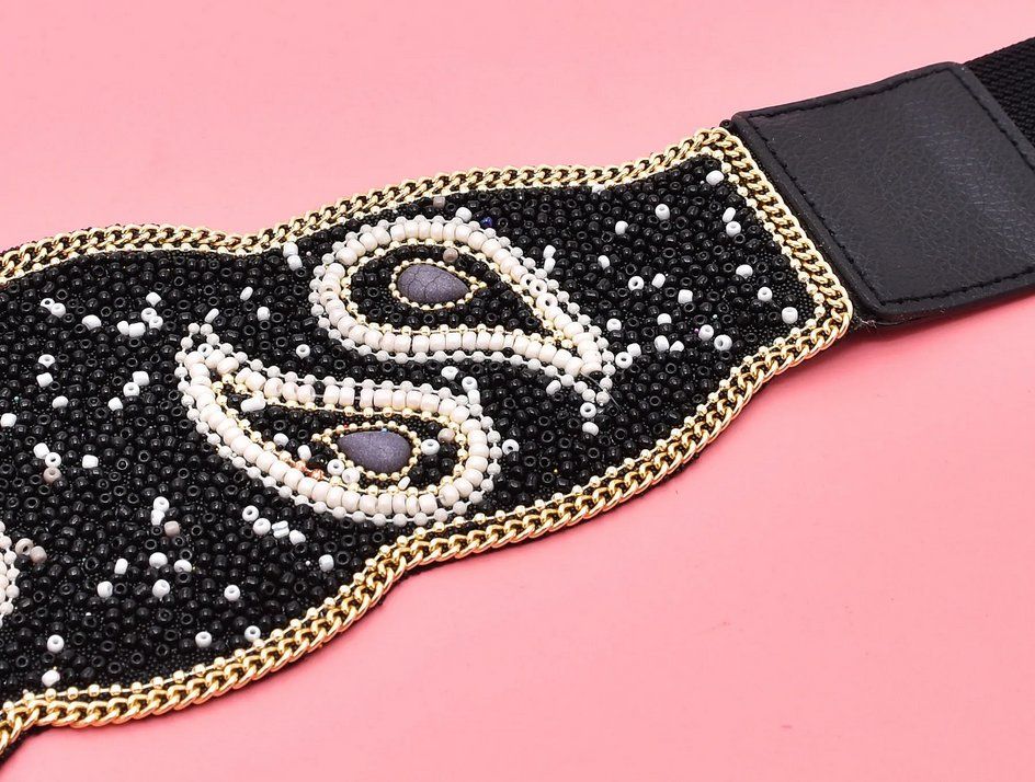 Gürtel: Elastischer Gürtel Bagua Anhängern schwarz - Ceinture – Neu und originalverpackt aus Lausanne von FASHION-WORLD-SHOP 3