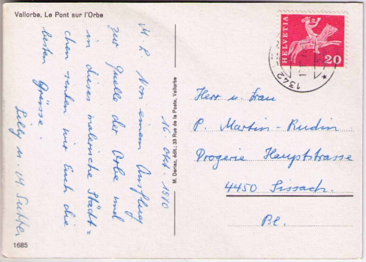 Cartes postales: Vallorbe - le Ponz sur l'Orbe – D'occasion à Binningen par Mountainrider 1