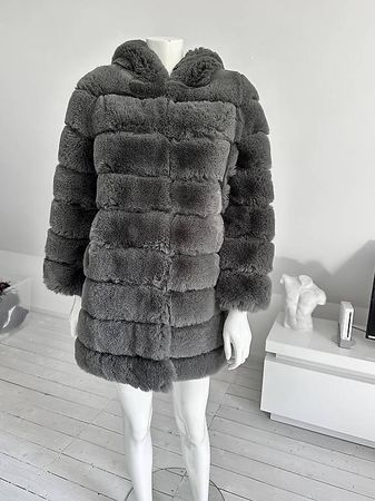 AMERICAN DREAMS Faux Fur Mantel Grau Gr. S - wie neu