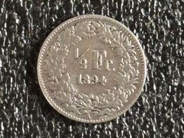 1/2 Fr. 1894 ss, original Patina!