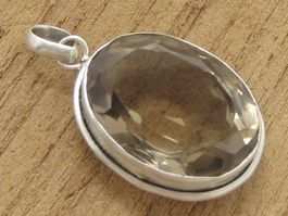 Vintage Anhänger Silber 925 grosser Rauchquarz facetiert