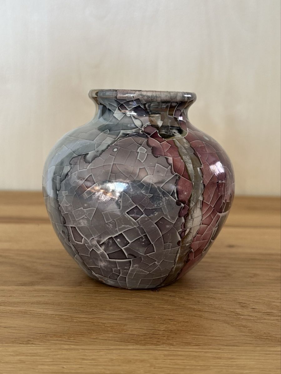Vasi & Recipienti: Claudio Pulli italienisch irisierende Crackle Vase signiert – Usato da Wettingen venduto da Mmccl 9