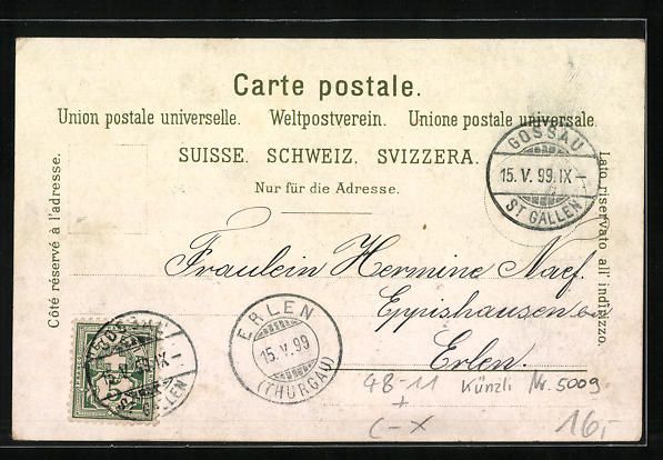 Cartoline postali: Litho Zürich, Ortspartie mit einer Nach – Usato da Berlin venduto da bartko-reher 1