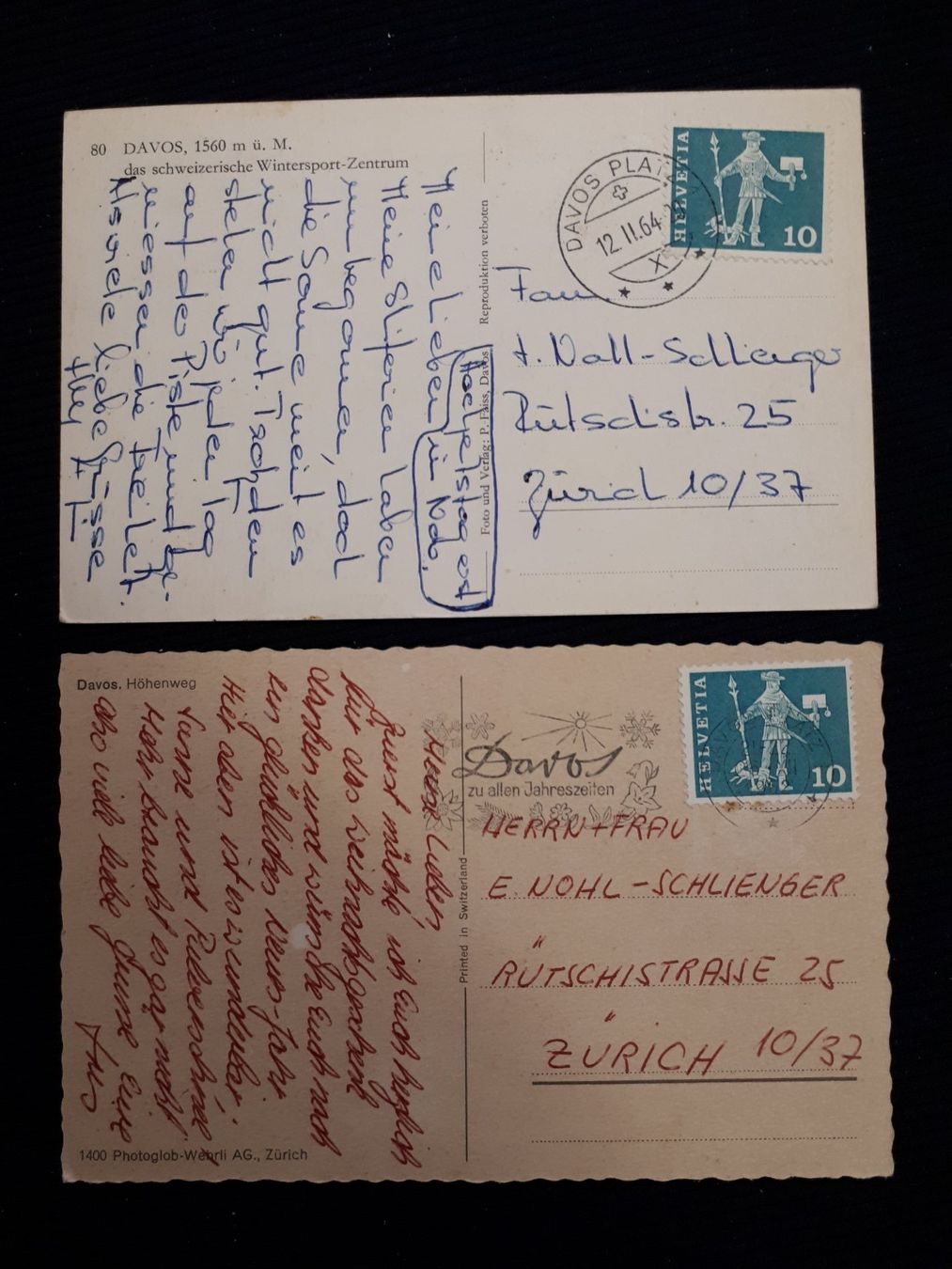 Cartoline postali: 2 AK DAVOS - KLEINEN MANGELN – Usato da Ponto Valentino venduto da giorgia06 1