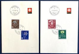 1949 / FDC Pro Juventute auf 2 PTT Bögli 1x Ita. 1 x Franzö.