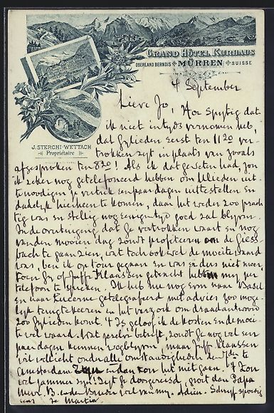 Ansichtskarten: Vorläufer-Lithographie Mürren, 1893, G – Gebraucht aus Berlin von bartko-reher