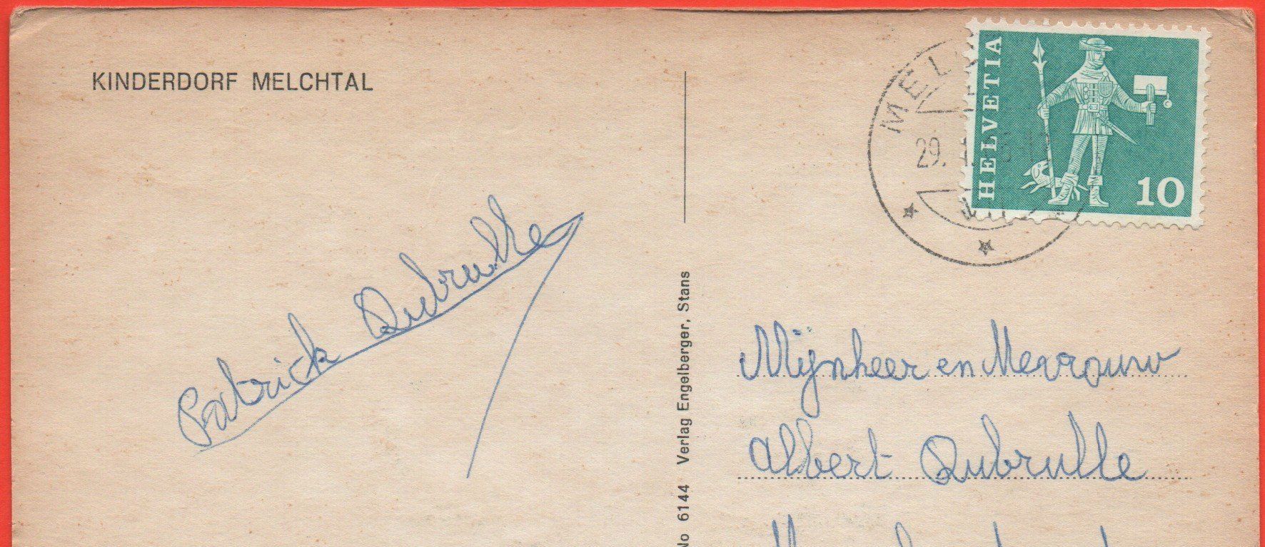 Cartoline postali: MELCHTAL Kinderdorf - Skifahrer – Usato da Jona venduto da philajona 1