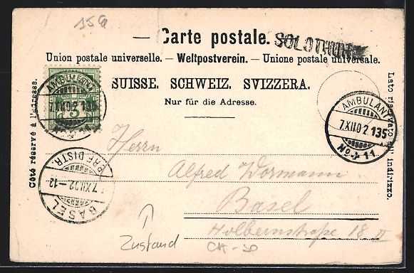 Cartoline postali: AK Solothurn, Ortsansicht am Fluss, 1902 – Usato da Berlin venduto da bartko-reher 1