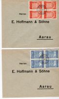 2 schöne Briefe UPU 1924 je mit Viererblock