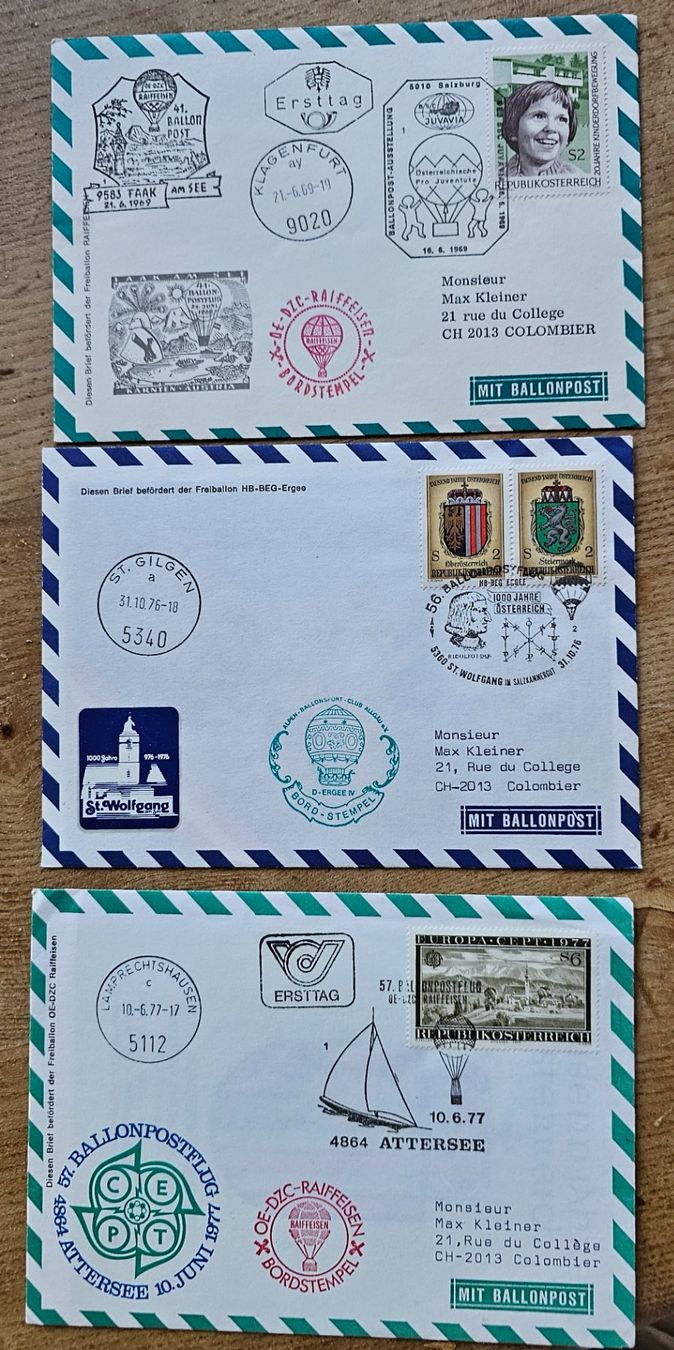 Alle Briefmarken: Österreich- 3 Briefe mit Ballonpost – Neu (gemäss Beschreibung) aus Les Valettes von Nuba1