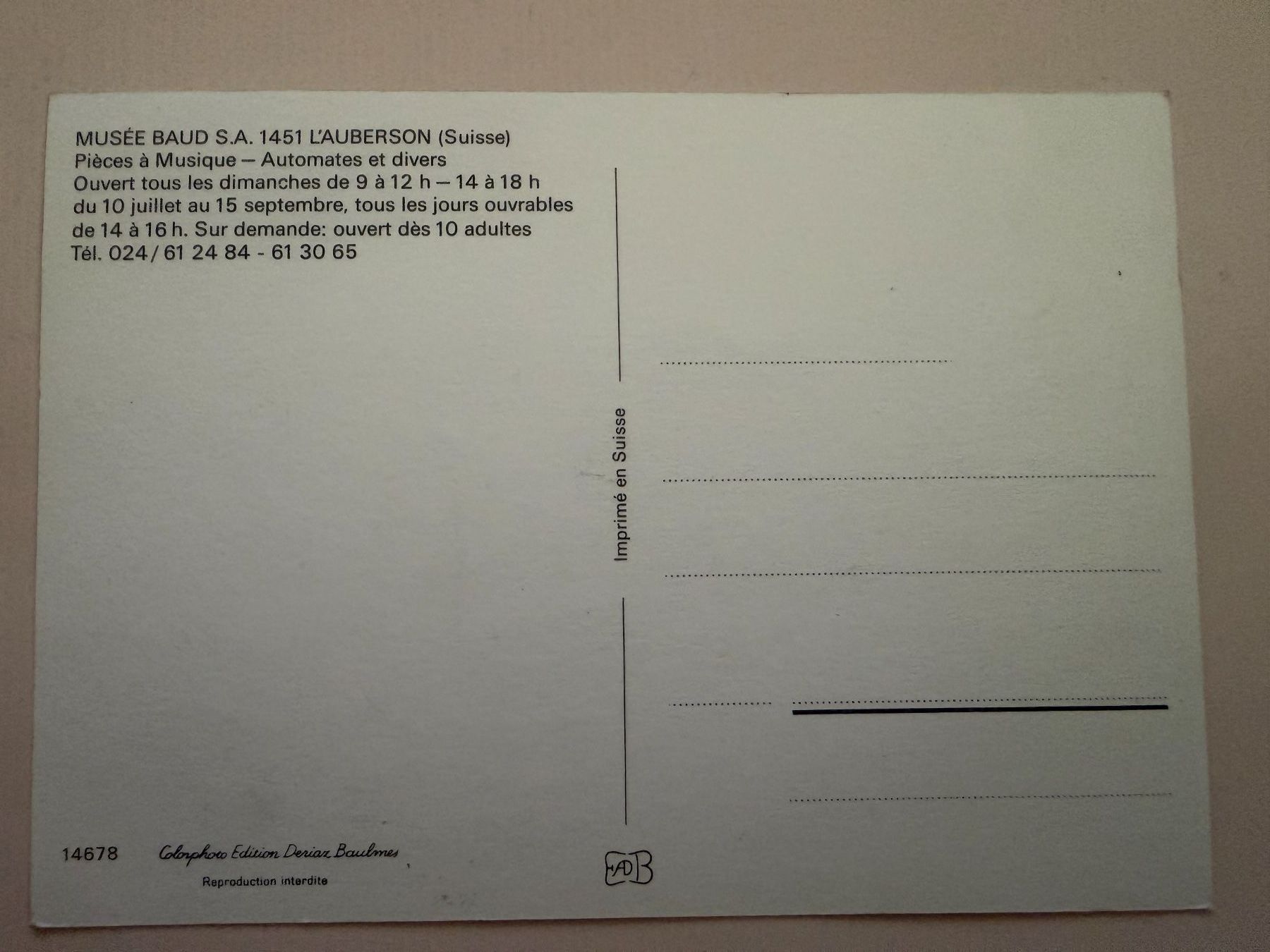 Cartoline postali: L'AUBERSON - (Sainte-Croix) - Ansichtskarte – Usato da Tegerfelden venduto da siebenmacky 1