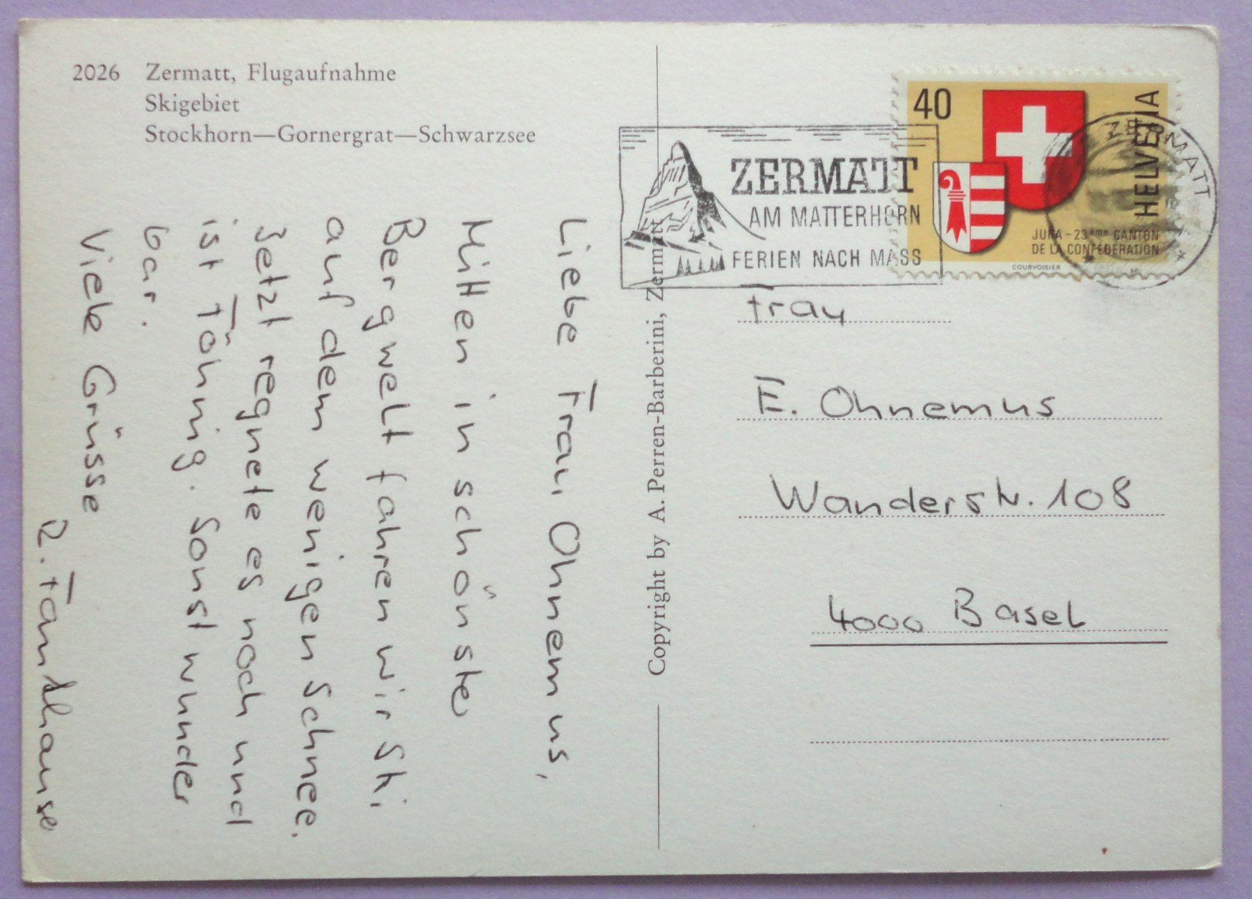 Cartoline postali: Zermatt, Flugaufnahme – Difettoso da Fétigny venduto da Billy2miny 1