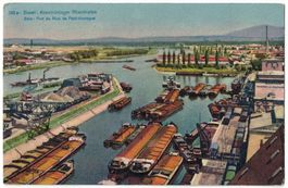 Basel, Kleinhüninger Rheinhafen, um 1935