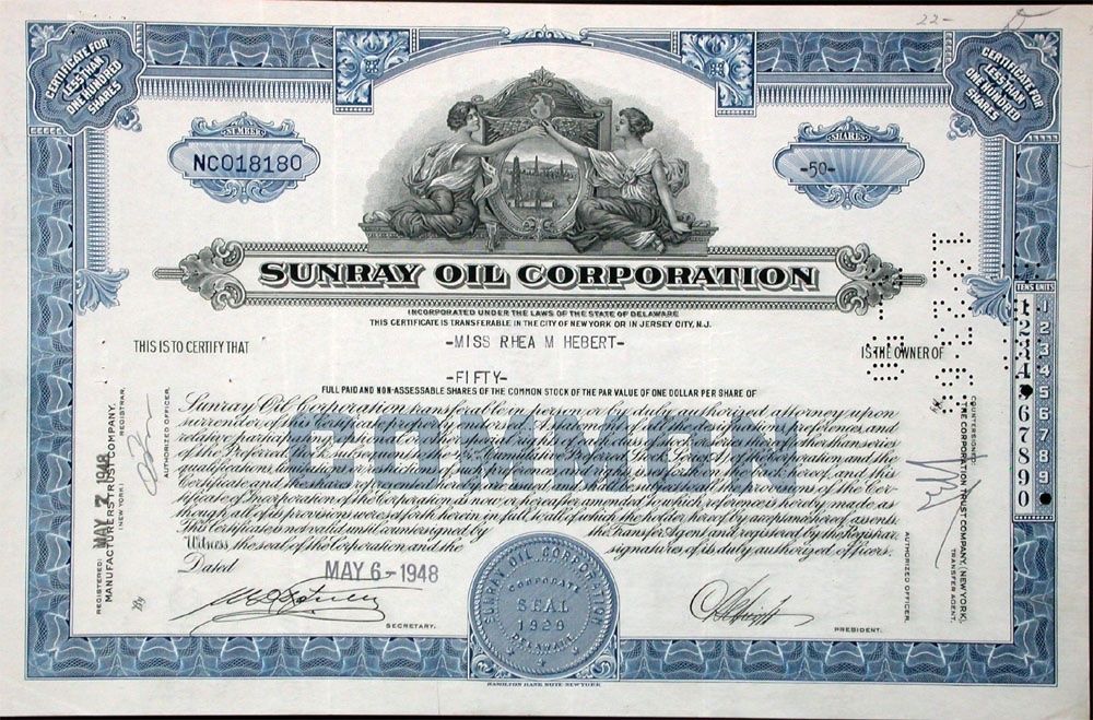 Dokumente: Sunray Oil Corporation - 1947 – Gebraucht aus Solothurn von Sgasche