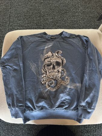 Pullover Just Cavalli Totenkopf Tentakel Grösse L dunkelblau