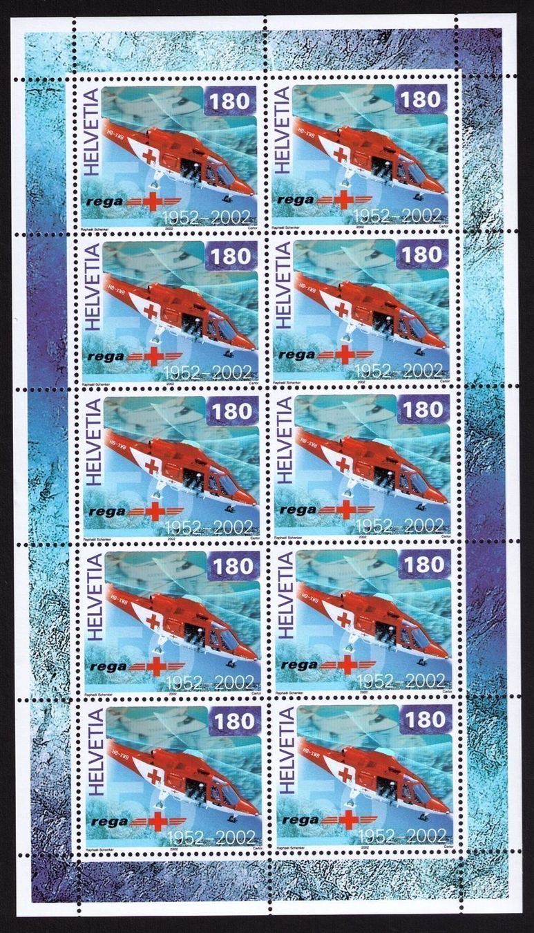 Tutti i francobolli: 2002_1040_REGA-HELIKOPTER AGUSTA_HOLOGRAMM-Kleinbogen ** – Nuovo (secondo la descrizione) da Marthalen venduto da Ch_quality