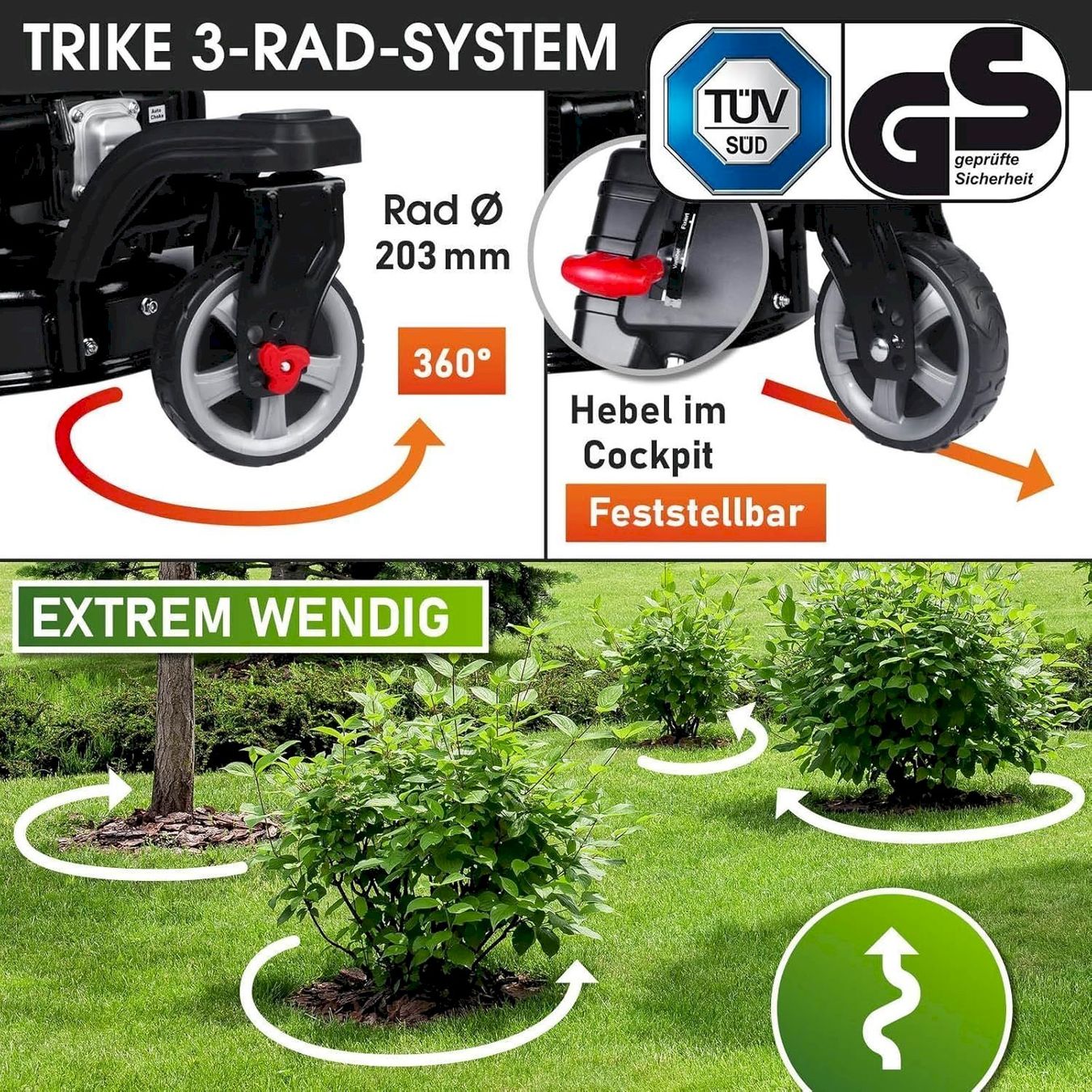 Tagliaerba: BRAST Trike E-START Benzin Rasenmäher – Nuovo e nell'imballaggio originale da Bottighofen venduto da zaap 3