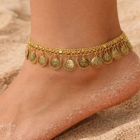 Fußkettchen Paar mit Münzen Kette Indien Gold Indien 2 Stück