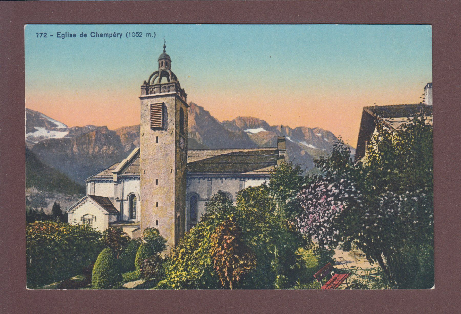 Cartoline postali: CHAMPERY - Eglise – Usato da Pully venduto da nicecards