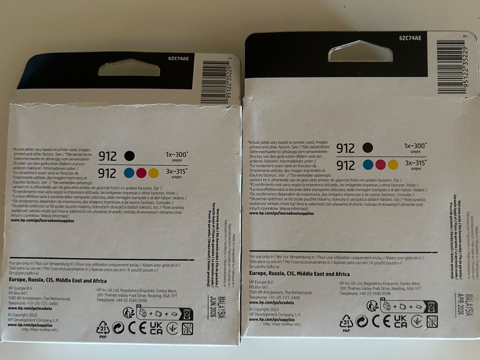 Hewlett Packard Cartucce per stampanti & toner: HP 912 Druckerpatronen 4-pack - 2 Stück – Nuovo e nell'imballaggio originale da Oberwil b. Zug venduto da design_at_work 1