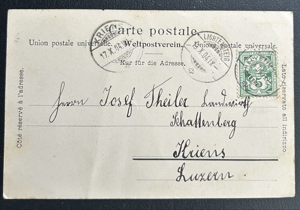 Ansichtskarten: AK Lichtensteig 1903 – Gebraucht aus Horw von Tellbub 1
