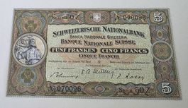 Suisse 5 Fr. 22.02.1951 Serie 50 Z Bankfrisch