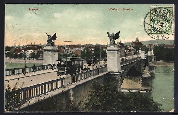Cartoline postali: Basel, Wettsteinbrücke mit Strassenbahn – Usato da Berlin venduto da bartko-reher