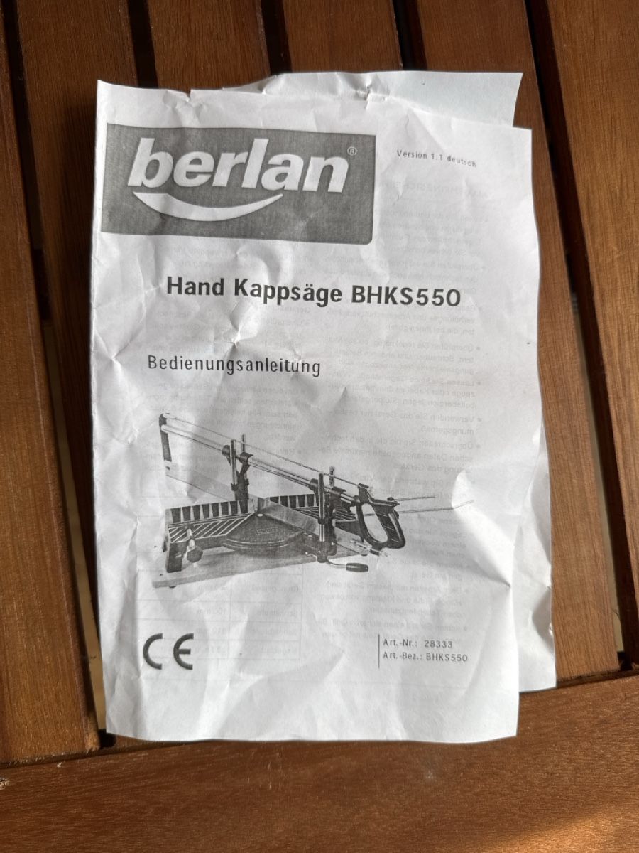 Seghe: Berlan Hand-Kappsäge BHK550 Präzisionssäge – Usato da Ebikon venduto da Bjon23 3