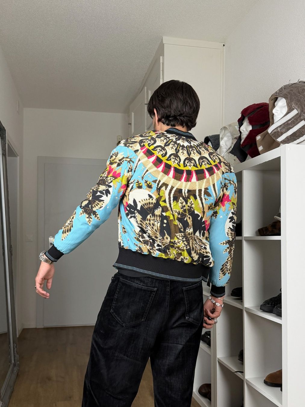 Roberto Cavalli Giacche: Roberto Cavalli Tropical Print Padded Silk Bomber – Usato da Biel/Bienne venduto da sami0788480082 1