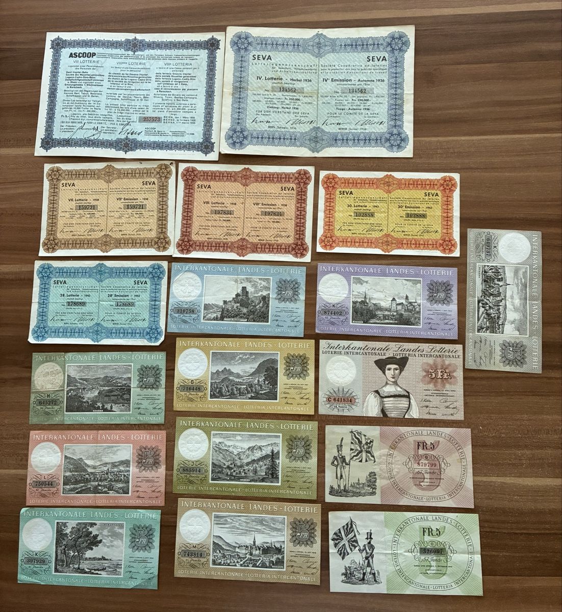 Banconote: 18 verschiedene Lotterie  – Usato da Dällikon venduto da Woldbanknoten 1