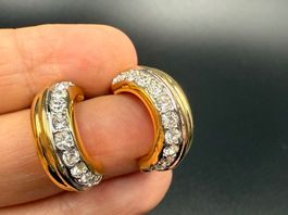 Vintage-Ohrringe Cabouchon Paris – Goldfarben, strass