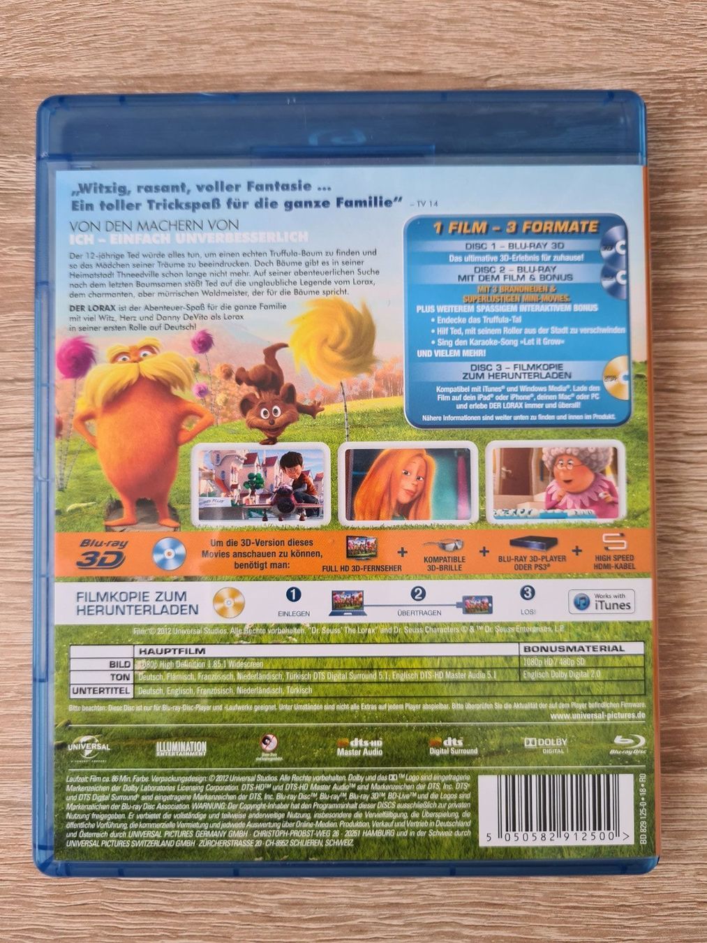 Tutti i DVDs: Der Lorax 3D (3 Disk) - Blu-Ray – Usato da Carouge GE venduto da Franllo 1