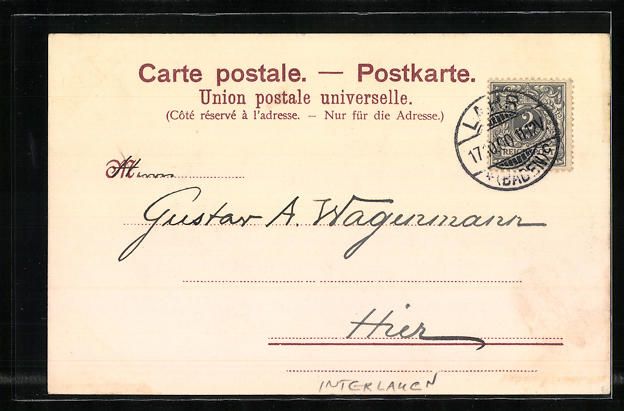 Cartoline postali: Interlaken, Teilansicht mit Jungfrau – Usato da Berlin venduto da bartko-reher 1