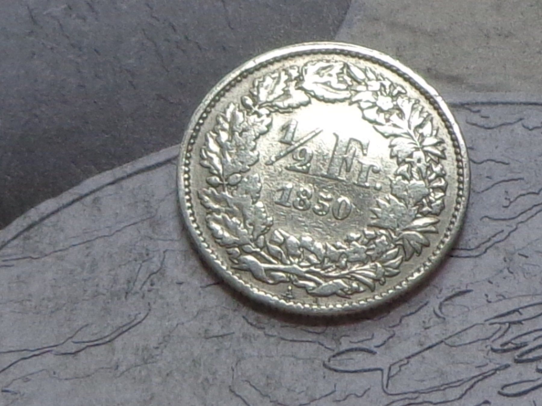 Alle Münzen: 1/2 Fr. 1850 A - Helvetia assise – Gebraucht aus Pully von UCA01