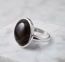 Silberring 925 mit Natur-Onyx, markant & tiefschwarz - Neu