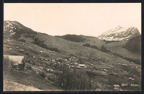 Cartoline postali: AK Amden, Teilansicht mit Bergen – Usato da Berlin venduto da bartko-reher