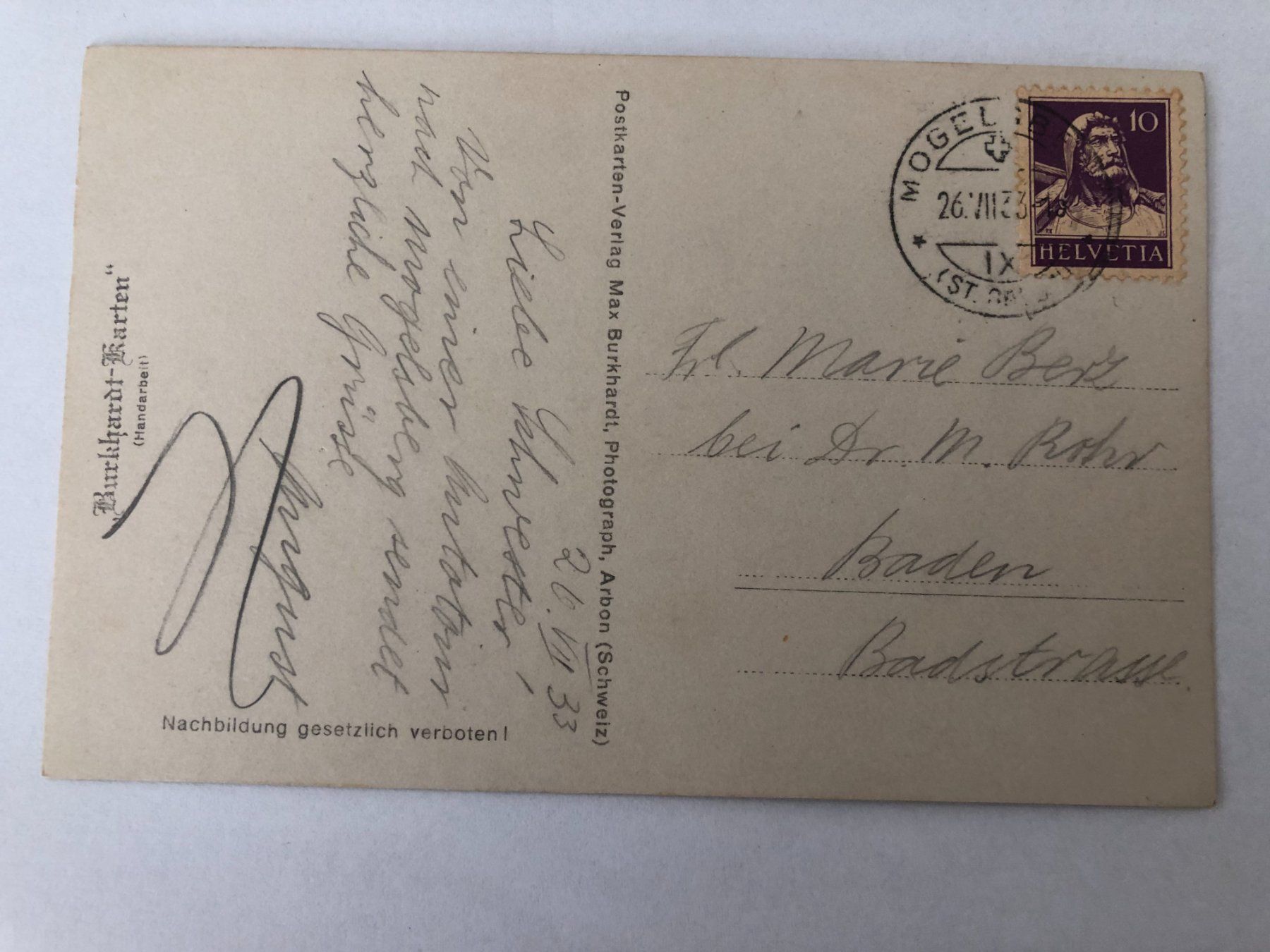 Ansichtskarten: Mogelsberg - Burkhardt-Karten 1933 – Gebraucht aus Pfäffikon ZH von Waltoversand 1