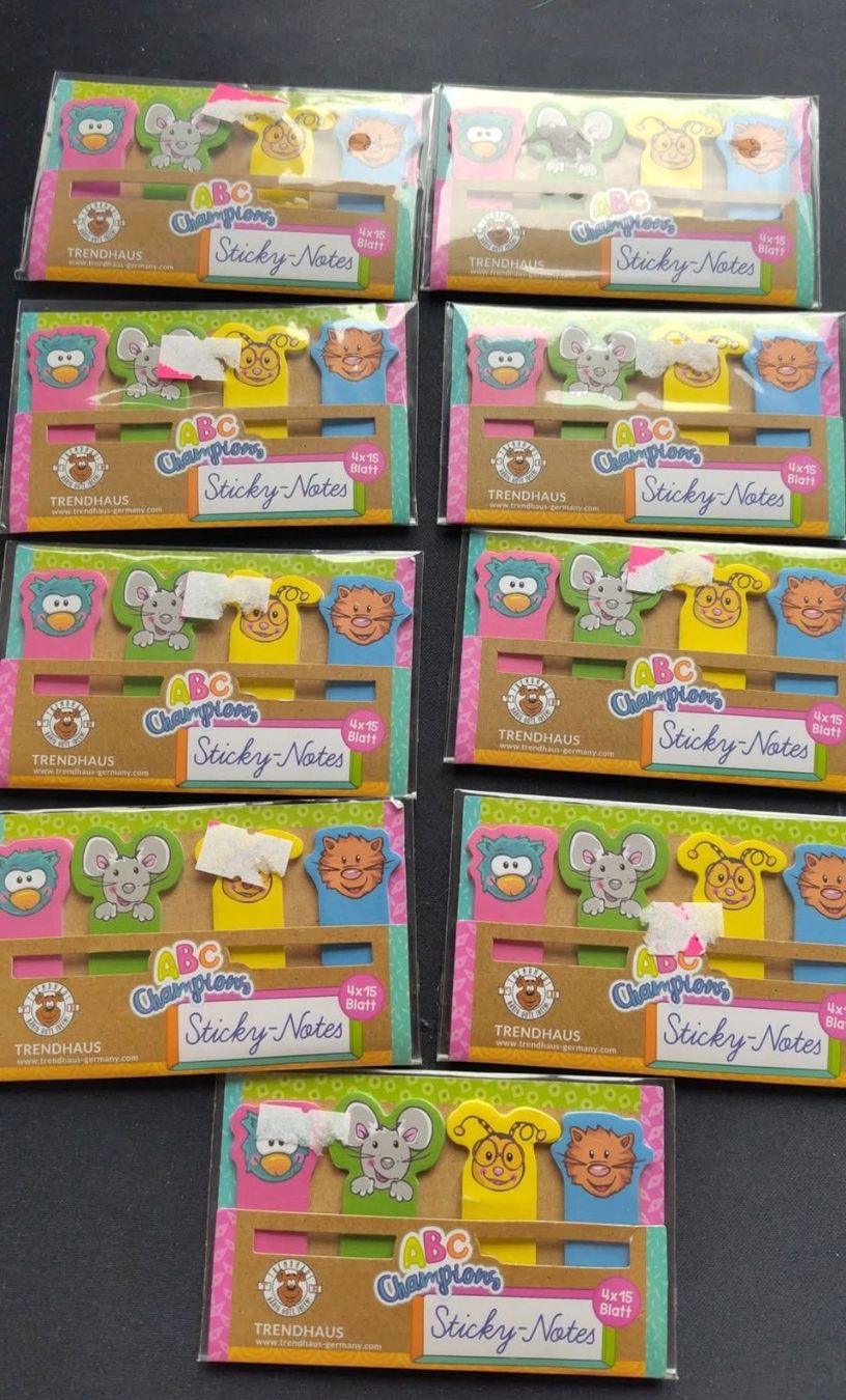 Aufkleber: 9 Stk Notizsticker Memory ABC Champion neu – Neu und originalverpackt aus Leuggern von Pummi19