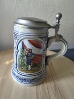 Bierkrug Gertz mit Zinndeckel Keramik guter Zustand
