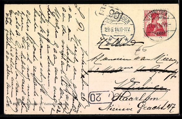 Ansichtskarten: AK Interlaken, Hotel Central, 1914 – Gebraucht aus Berlin von bartko-reher 1