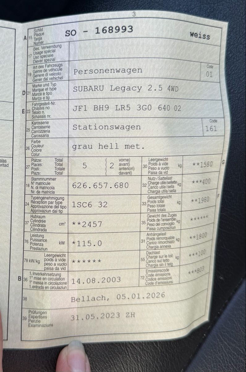 Subaru Automobili: Subaru Legacy 2.5 4WD  – Usato da Aedermannsdorf venduto da luecu70000 8