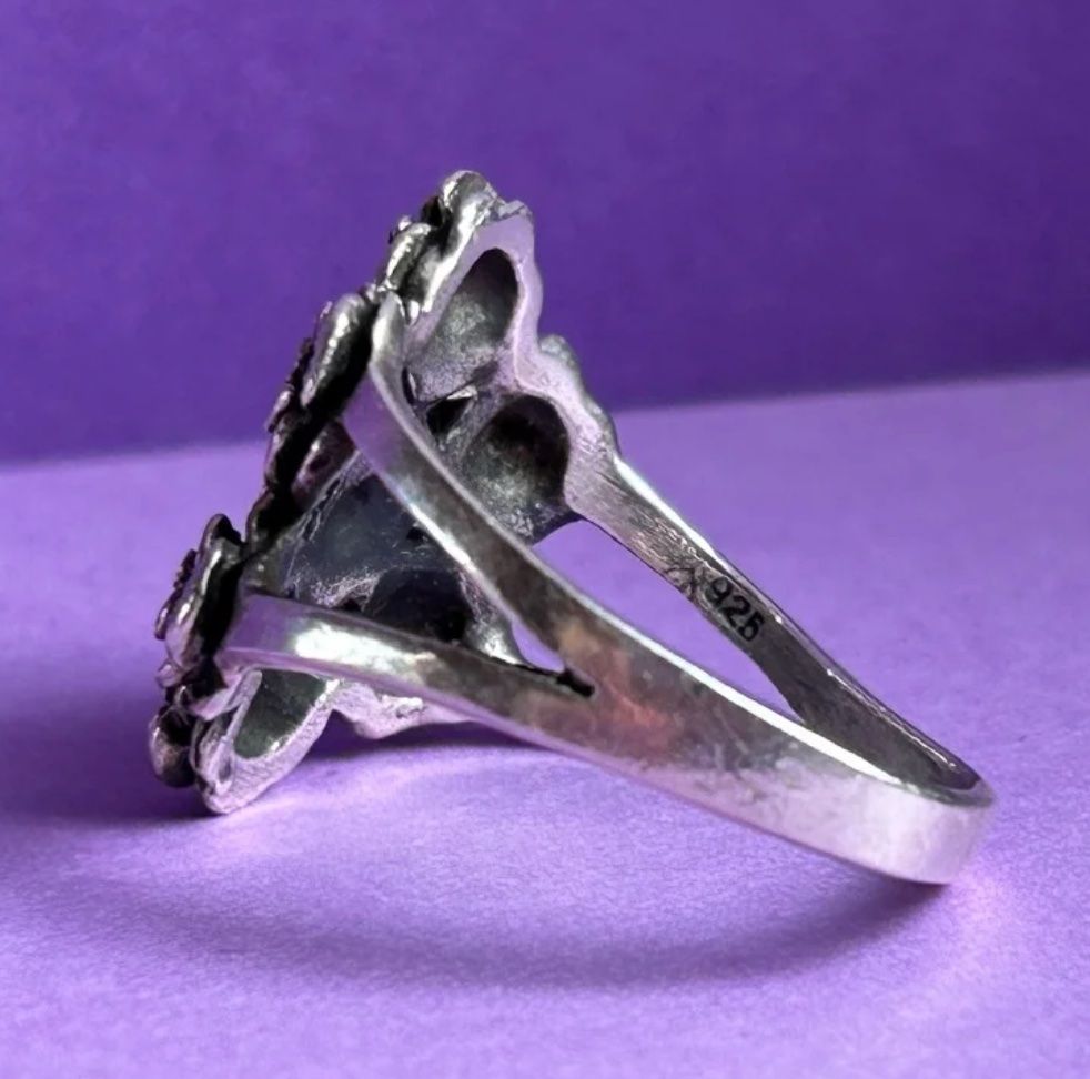 Anelli: Silberring 925 Blumenmuster Grösse 59 Vintage – Usato da Dittingen venduto da Bijoubelle 1
