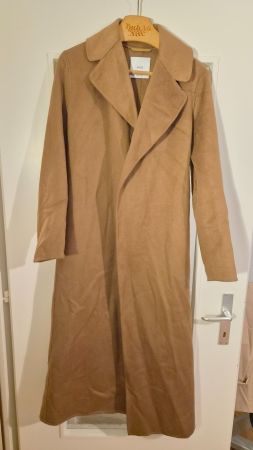 Mango Wollmantel mit Gürtel, braun/beige (EU S, neu)