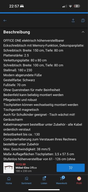 Schreibtische: Eck-Schreibtisch höhenverstellbar – Gebraucht aus Igis von Vi99 5