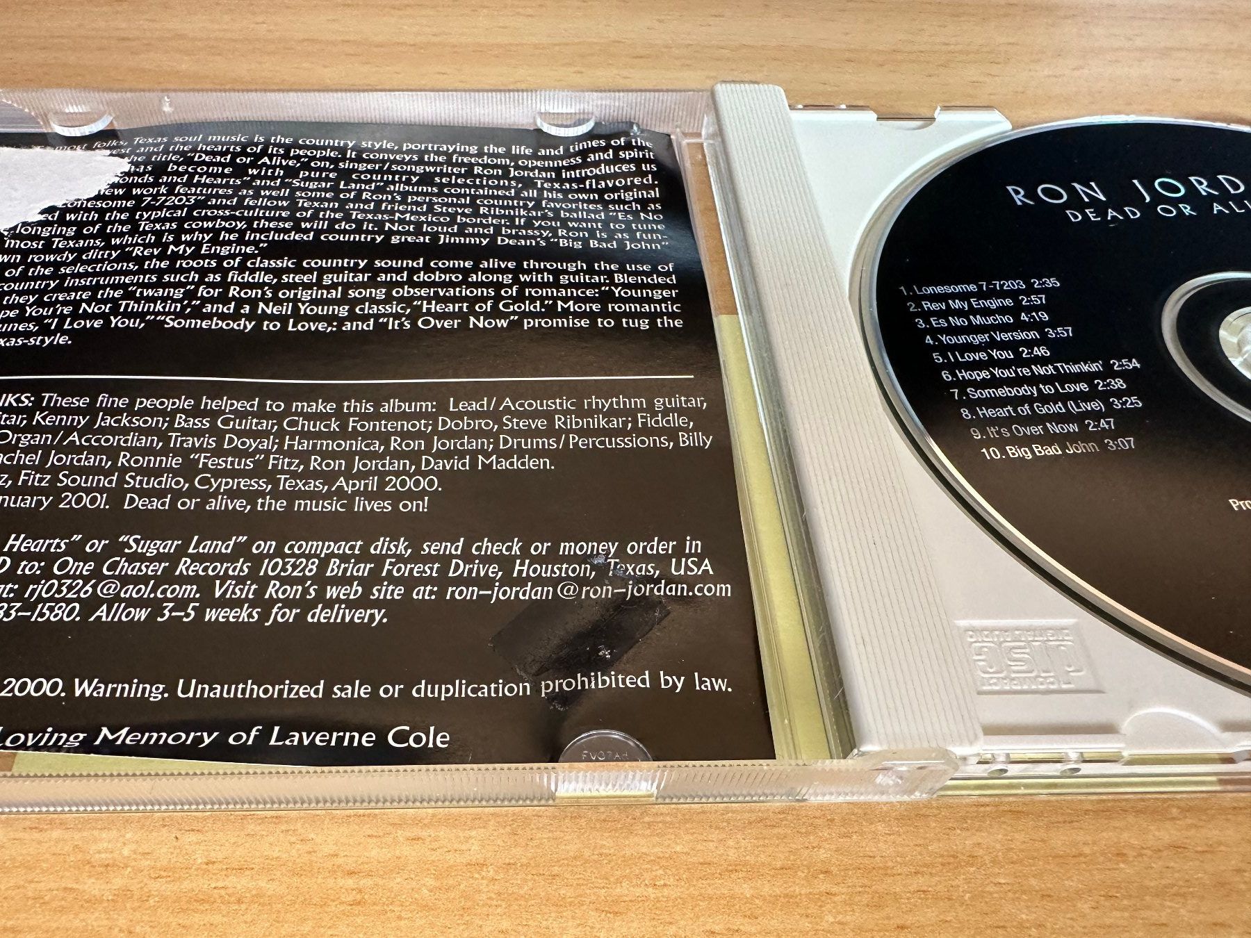CD: Ron Jordan – Dead Or Alive – Usato da Rikon im Tösstal venduto da Alpenmutz 2
