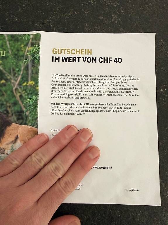 Gutscheine: Gutschein 40.- Zoo Basel – Neu und originalverpackt aus Bern von tim_ypf8 1