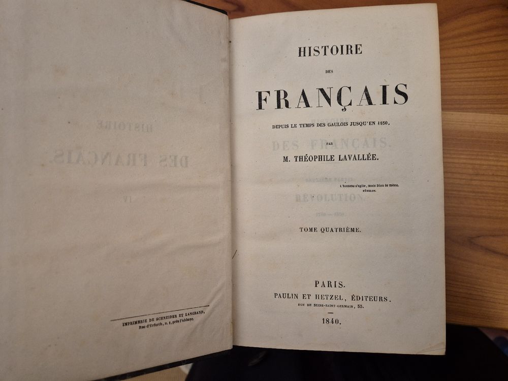 Histoire des Français 1840 4 Tomes de Théophile Lavallée (D #39 occasion